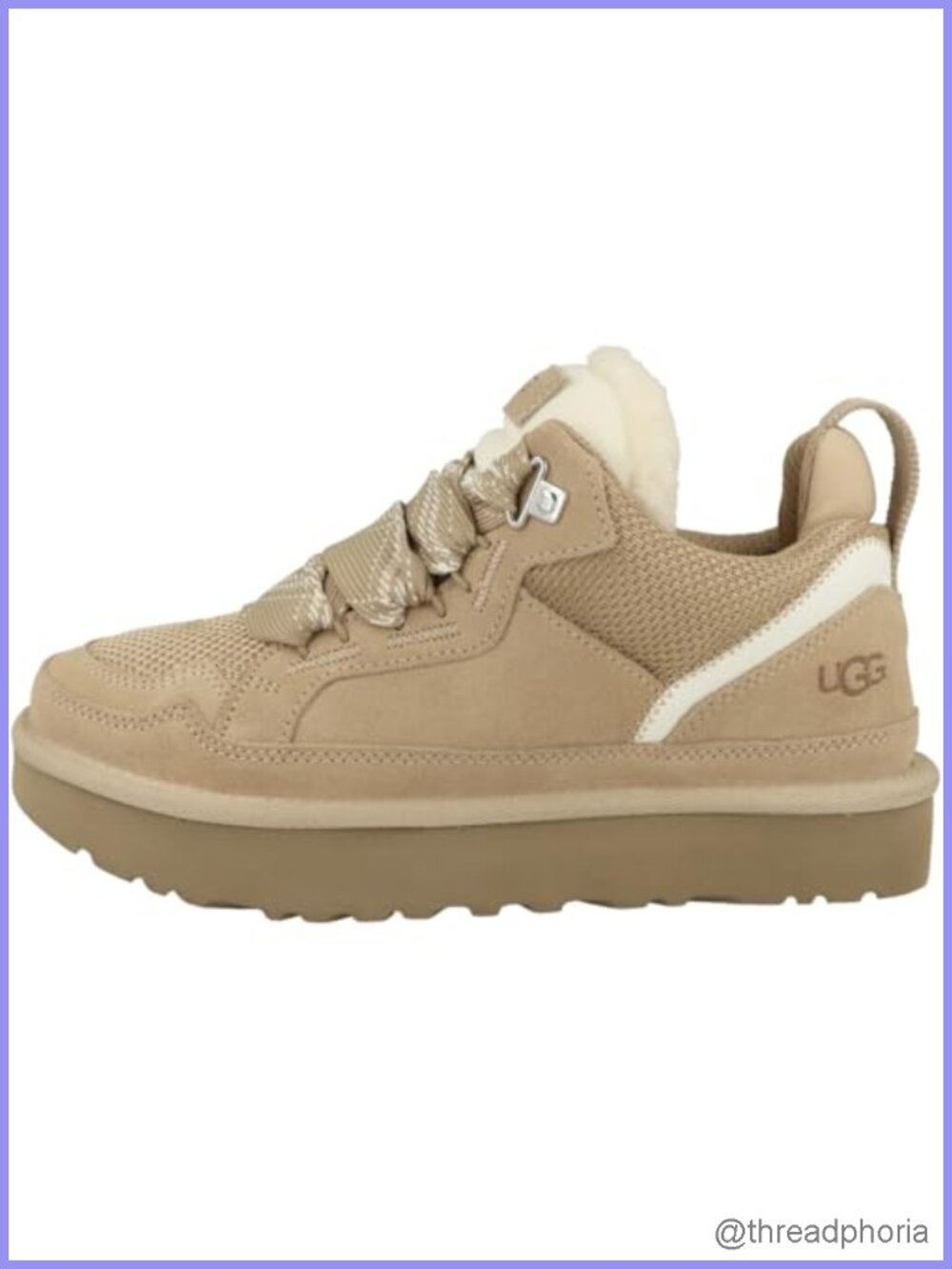 UGG Lowmel Suede Sneakers Recycled Canvas Wool Lined Lace-Up Casual